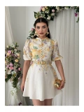 Vintage Garden Kemer Detaylı Mini Elbise