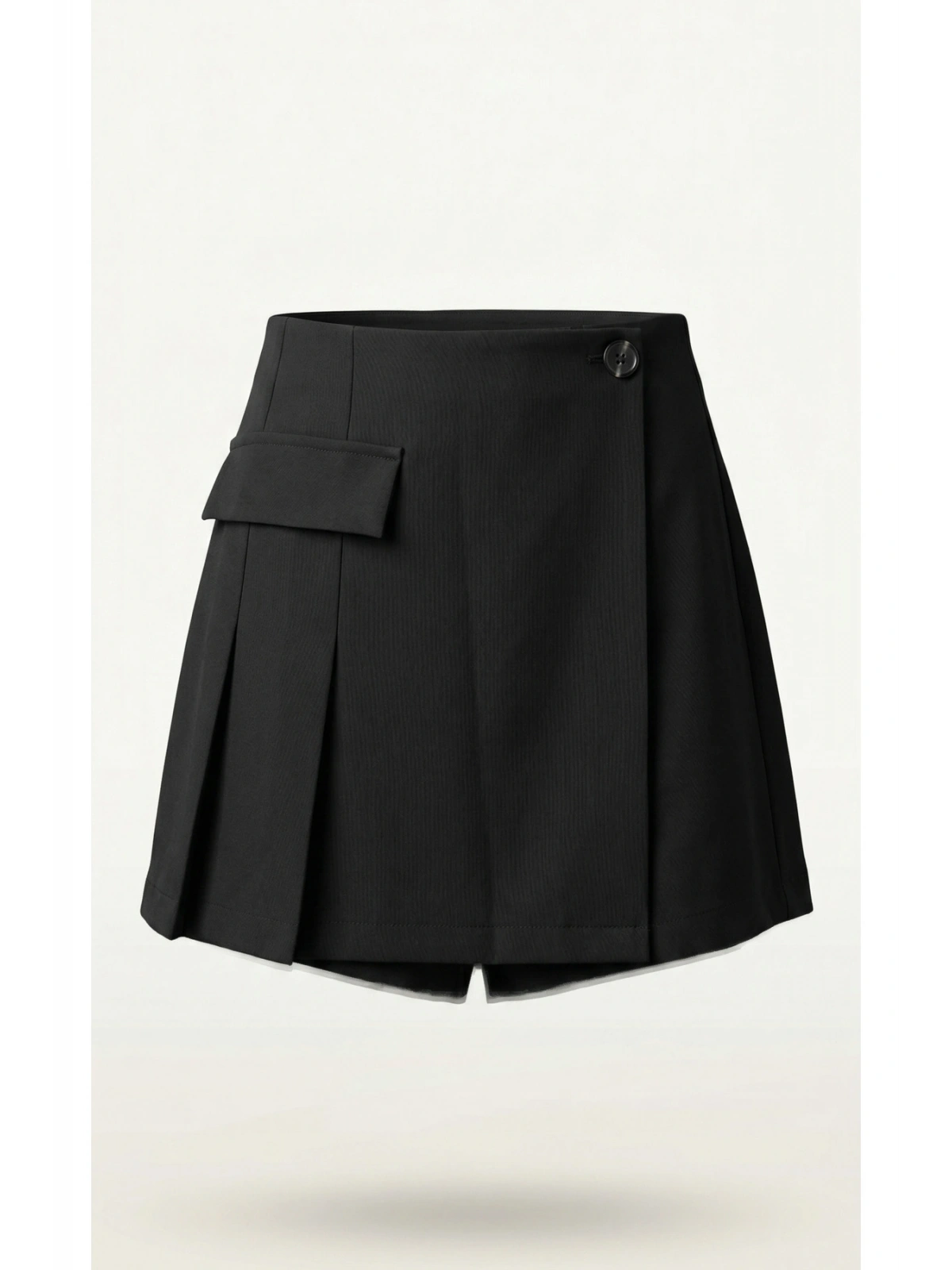 SHIN Siyah Yüksek Bel Şort Etek (Skort) Pileli Minimal Şık