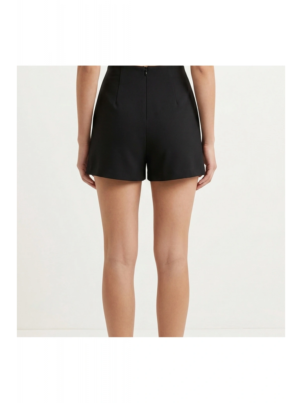 SHIN Siyah Yüksek Bel Şort Etek (Skort) Pileli Minimal Şık