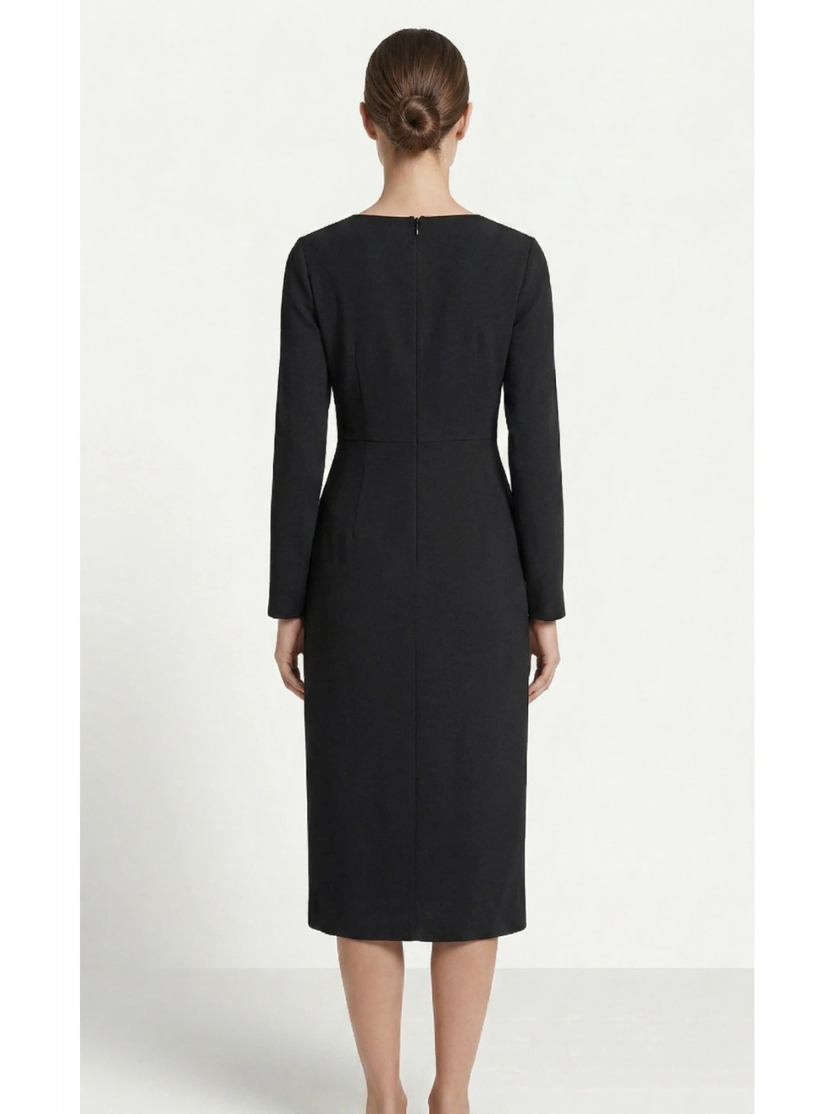 SHIN Minimal Siyah Midi Elbise
