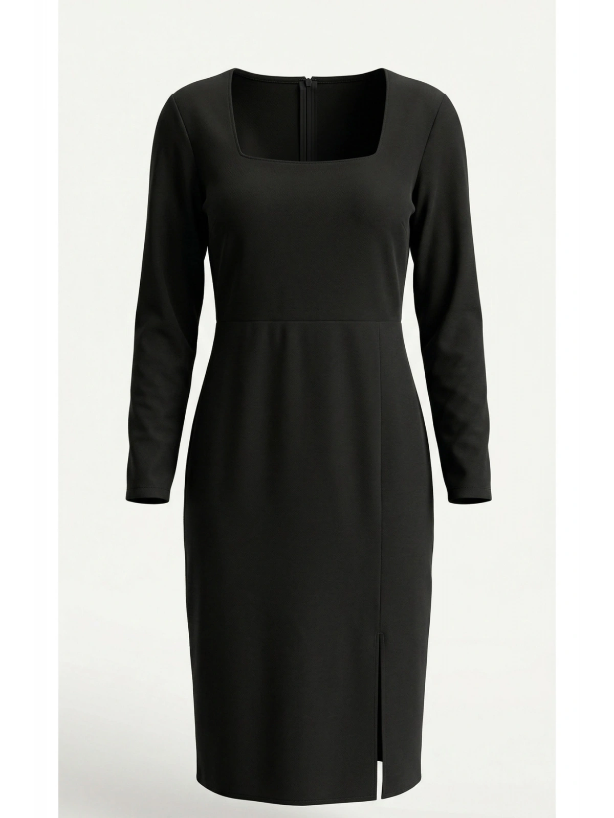 SHIN Minimal Siyah Midi Elbise