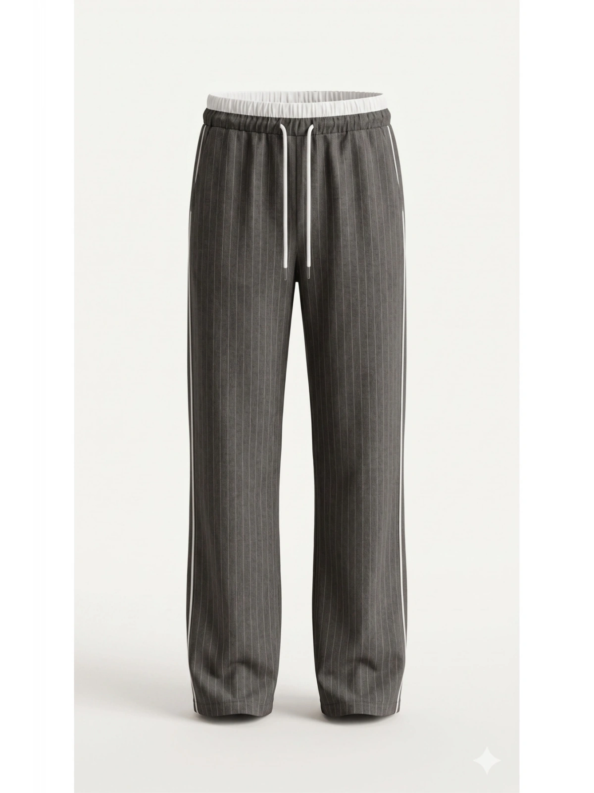 SHIN Yüksek Bel Lastikli Çizgili Wide Leg Pantolon