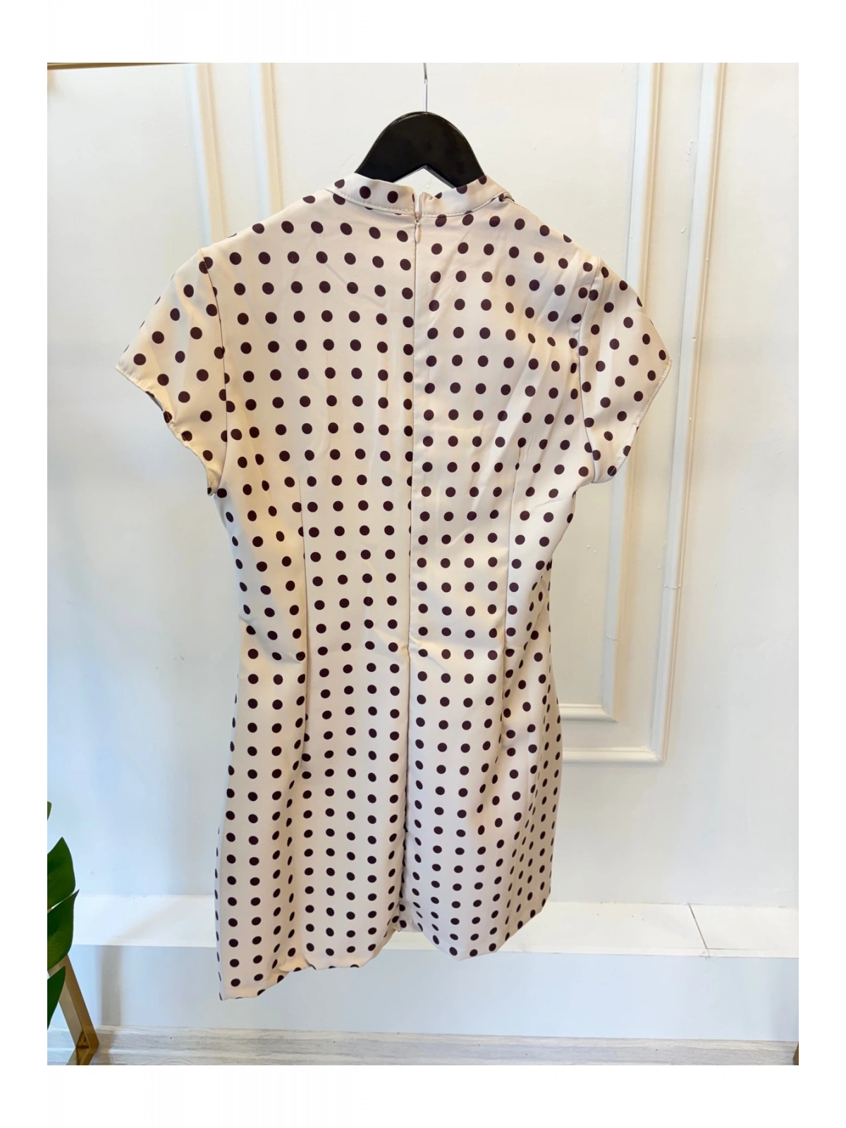 SHIN Puantiyeli Mini Elbise – Ekru