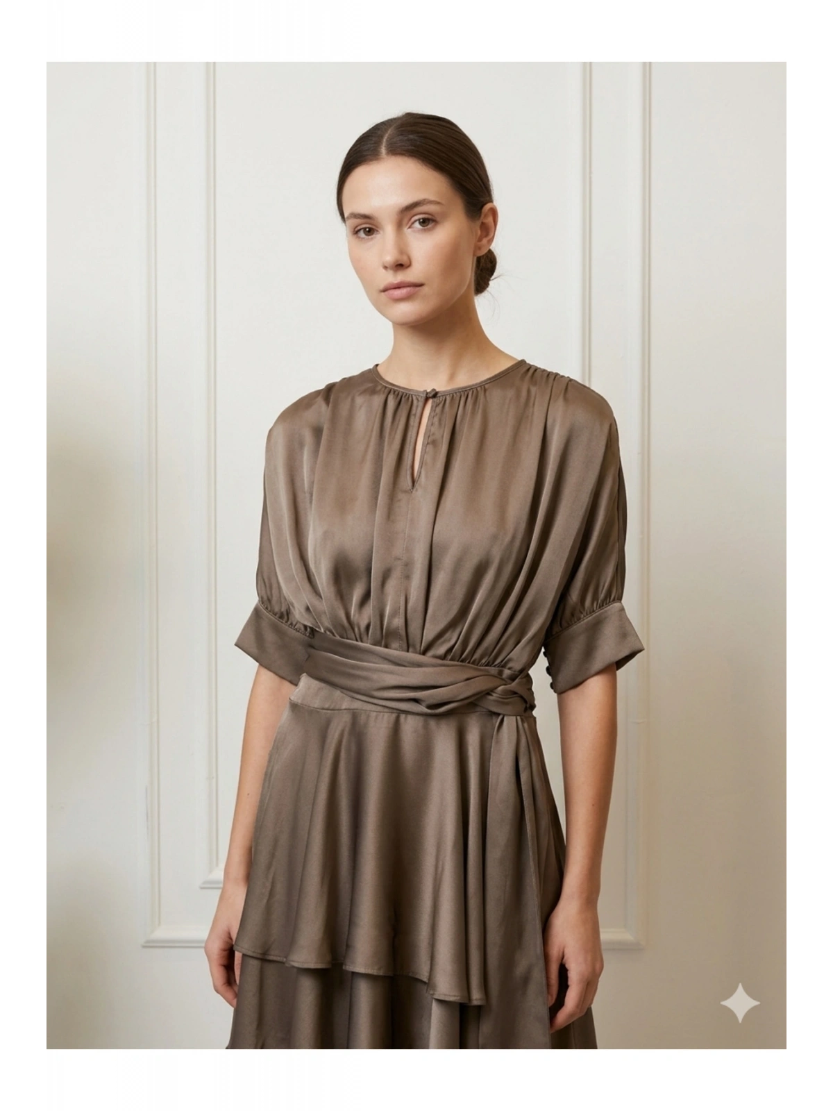 SHIN Drapeli Şifon Mini Elbise – Siyah