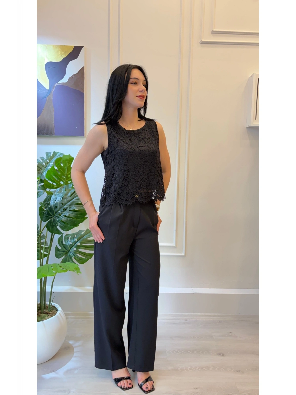 SHIN Astarlı Dantel Atlet Bluz