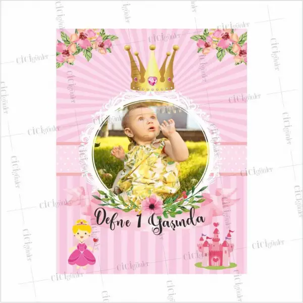 1 Yaş Doğum Günü Magneti Prenses Taç Tema
