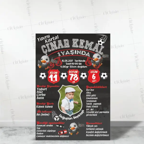 1 Yaş Erkek Bebek Gelişim Anı Panosu