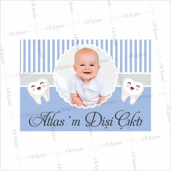 Bebe Mavisi Renk Resimli Diş Parti Afişi