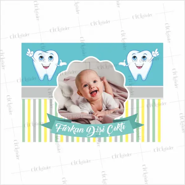 Diş Parti Afişi Resimli Sevimli Diş Tema Renkli Çizgiler Konsept