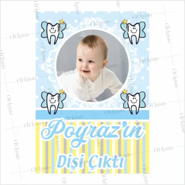 Erkek Bebek Diş Parti Soft Renk Zeminli