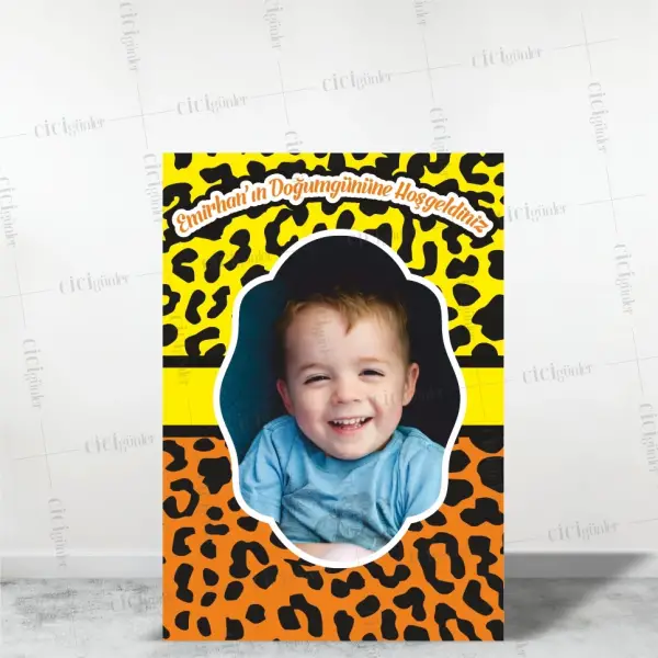 Erkek Çocuk Doğum Günü Pano Taş Puantiye Zeminli (30x40 Ebat)
