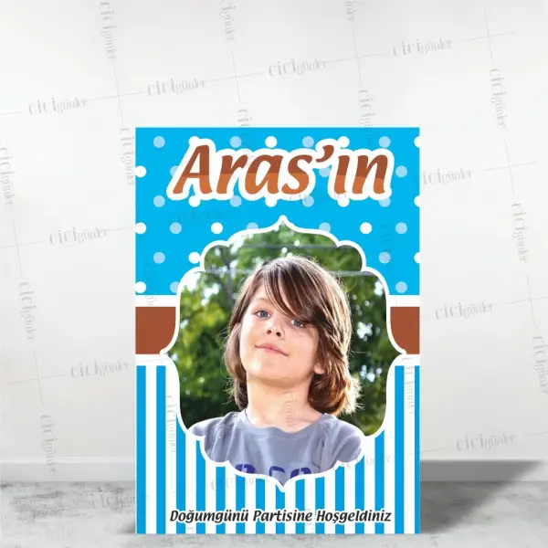 Erkek Çocuk Doğum Günü Panosu Mavi Konsept (30x40 Ebat)