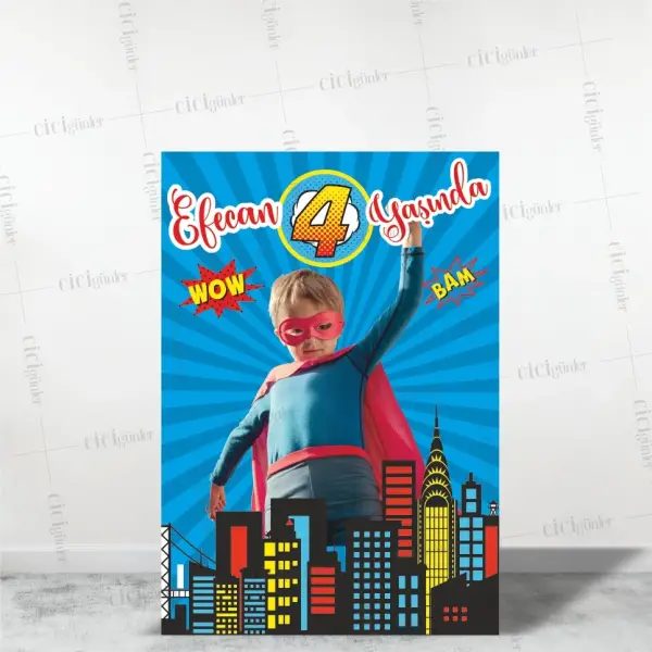 Erkek Çocuk Doğum Günü Parti Panosu Şehir Tema (30x40 Ebat)