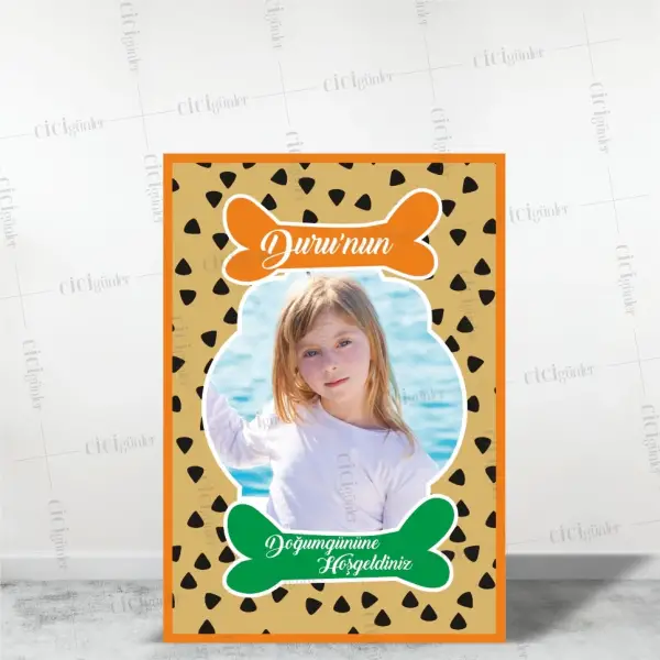 Kız Çocuk Doğum Günü Pano Resimli Taş Puantiye (30x40 Ebat)