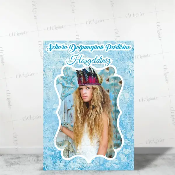 Kız Çocuk Doğum Günü Panosu Buz Zeminli (30x40 Ebat)