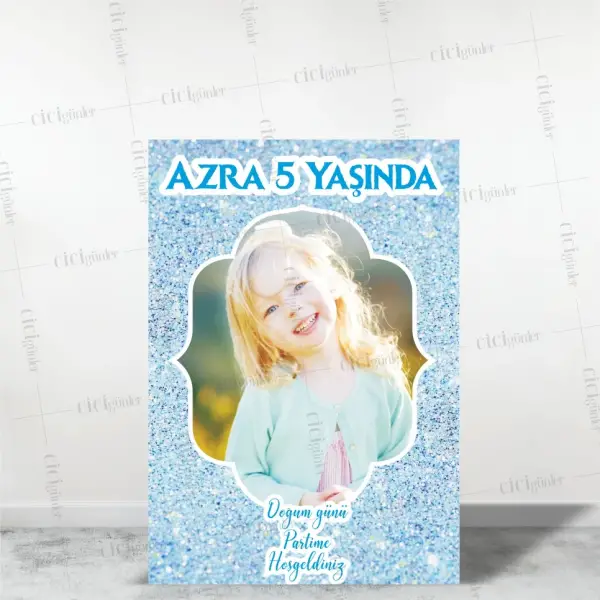 Kız Çocuk Doğum Günü Parti Panosu Soft Zeminli (30x40 Ebat)