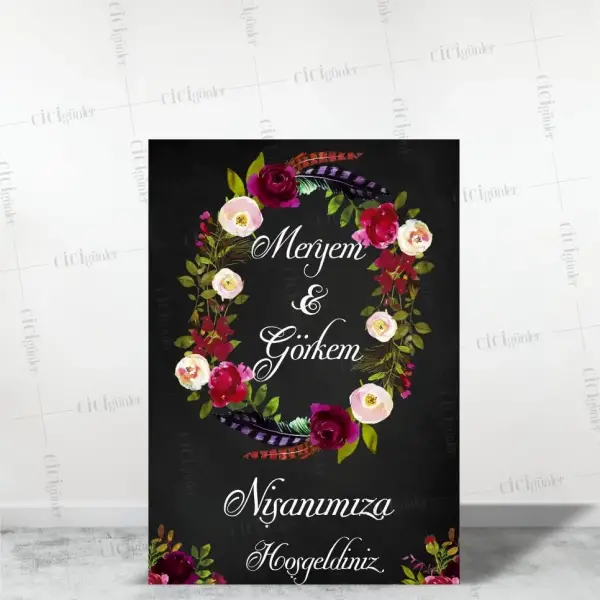 Söz Nişan Düğün Pano Chalkboard Zemin Boho Çiçek Konsept