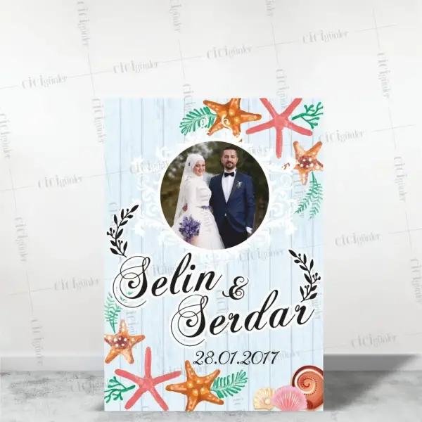 Söz Nişan Düğün Pano Resimli Deniz Yıldızı Temalı
