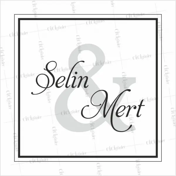 Söz Nişan Kına Düğün Dans Pist Kaplama Afişi Beyaz Zemin Siyah Çerçeve