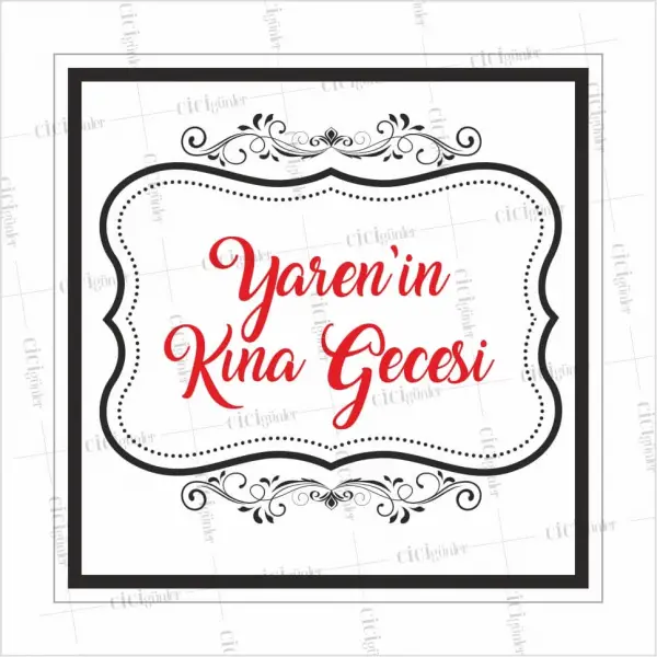 Söz Nişan Kına Düğün Dans Pist Kaplama Yer Afişi Beyaz Zemin Siyah Çerçeve Tema