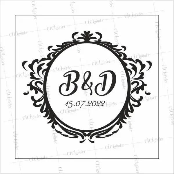 Söz Nişan Kına Düğün Pist Sahne Yer Afişi Beyaz Zemin Siyah Çerçeve Tema