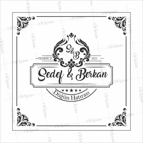 Söz Nişan Kına Düğün Pist Yer Kaplama Afiş Beyaz Zemin Vintage Çerçeve Tema