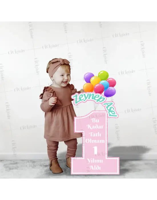 1 Yaş Doğum Günü Panosu Balon Tema