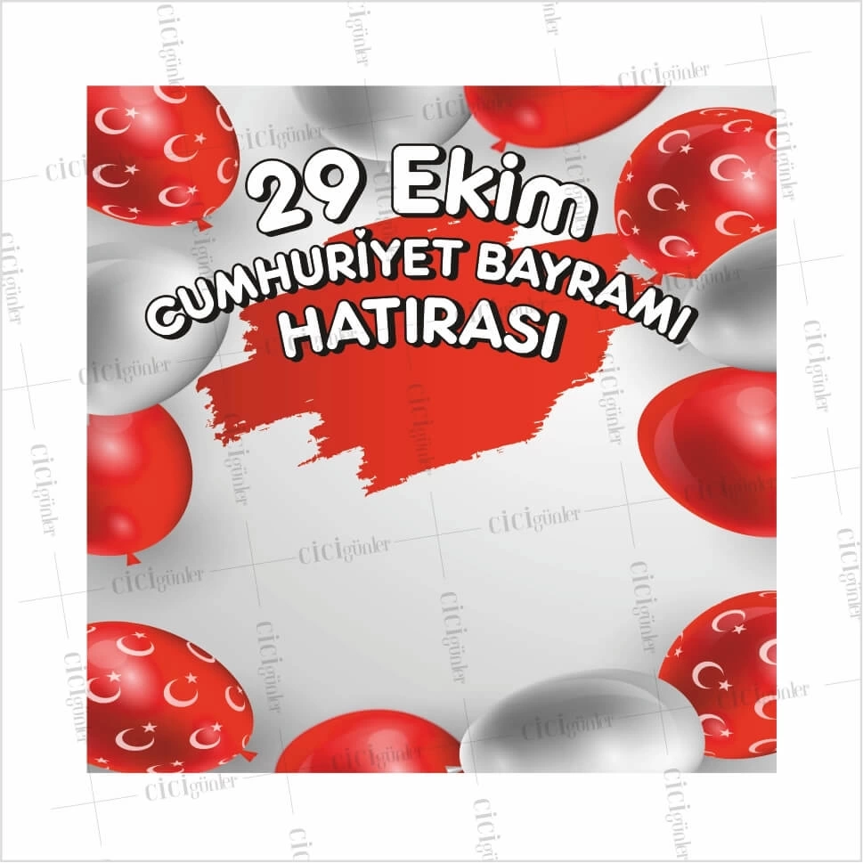 29 Ekim Cumhuriyet Bayramı Afişi Balon Tema