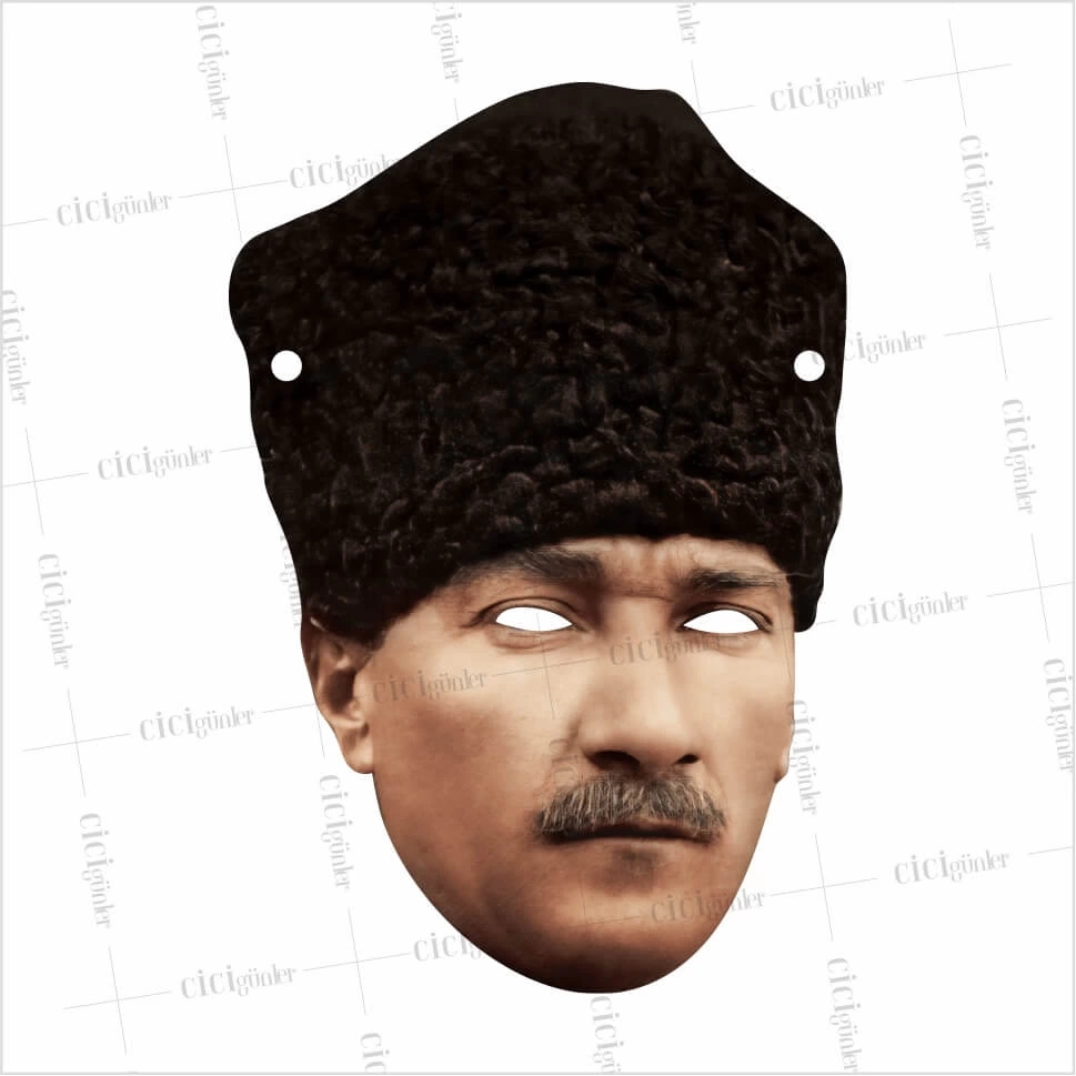 Atatürk Resmi Karton Lastikli Yüz Maskesi