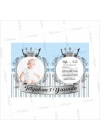 1 Yaş Doğumgünü Afişi Erkek Bebek Mavi Gümüş Renk Nazar Ayet Temalı Taç Detaylı