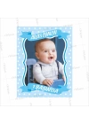 1 Yaş Doğumgünü Magneti Erkek Bebek Resimli Mavi Puantiye Tema