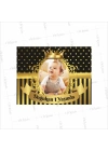 1 Yaş Doğumgünü Resimli Siyah Gold Renk Bebek Magneti