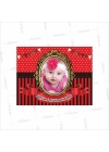 6 Ay Bebek Kına Magnet Kırmızı Siyah Renk Resimli Gold Çerçeve Temalı