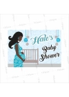 Baby Shower Afiş Mavi Elbiseli Anne Tema
