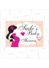 Baby Shower Afişi Somon Renk Zemin Pembe Elbiseli Anne Konsept Sevimli Ayıcık Temalı