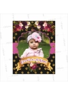 Bebek 6 Ay Kına Magneti Gold Puantiyeli Resimli Boho Çiçek Temalı