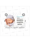 Bebek Mevlüt Hatırası Magneti Resimli Beyaz Gri Renk Nazar Ayetli Konsept