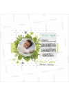 Bebek Mevlüt Hatırası Magneti Yeşil Çiçekli Nazar Ayetli Konsept