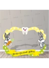 Diş Hatıra Çerçevesi Sarı Puantiye Zemin Sevimli Tavşan Tema