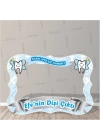 Diş Partisi Bebek Hatıra Çerçevesi Mavi Gümüş Renk Sevimli Dişler Tema