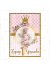 Doğumgünü Afişi Kız Bebek Prenses Temalı Resimli Pembe Gold Sim Konsept