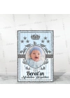 Erkek Bebek Resimli Bebek Mevlüt Panosu Mavi Gümüş Renk Konsept