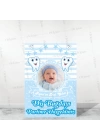 Erkek Bebek Resimli Diş Parti Panosu Mavi Beyaz Renk Konsept
