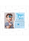 Erkek Bebek Resimli Takvim Temalı Doğumgünü Magneti Mavi Puantiye Temalı