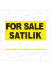 For Sale Satılık Afişi Sarı Siyah Renk