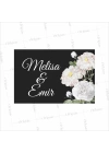 Füme Zemin Beyaz Çiçekli Söz Nişan Nikah Düğün Amerikan Servis Kağıtı
