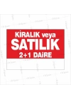 Kiralık veya Satılık 2+1 Daire Afişi Kırmızı Beyaz Renk