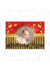 Kırmızı Gold Renk Kelebek Temalı Resimli 6Ay Bebek Kınası Afişi