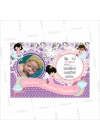 Kız Bebek Mevlüt Afişi Mor Renk Resimli Sevimli Melek Bebekler Temalı