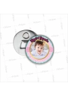 Kız Bebek Resimli 1 Yaş Doğumgünü Açacak Magneti Pembe Mint Renk Tema